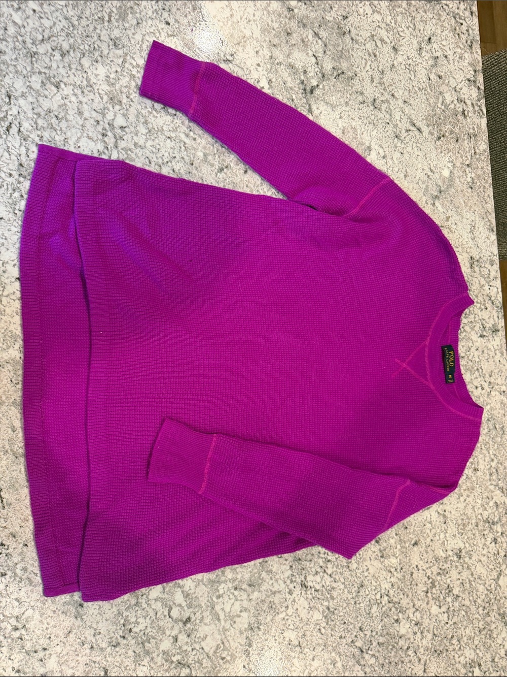 Ralph Lauren Bright Fuchsia Cashmere Waffle Sweater